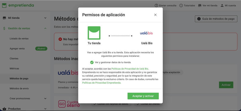 Aceptá los permisos